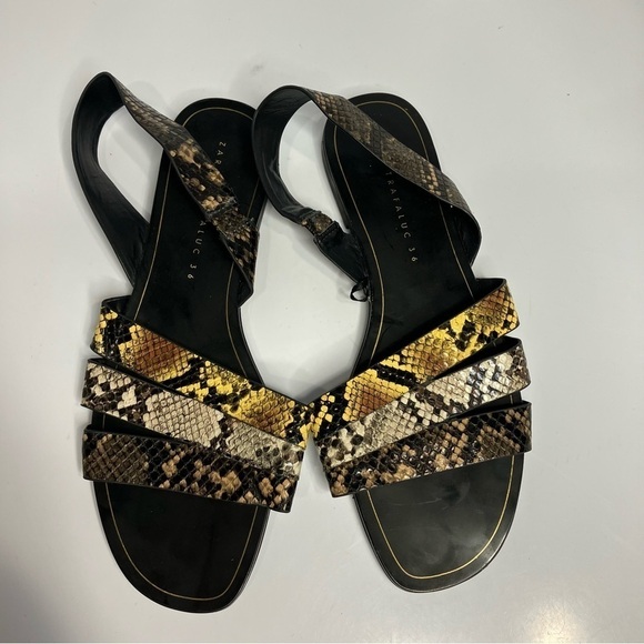 Zara snake skin Strappy Sandals size 36 - Picture 1 of 8